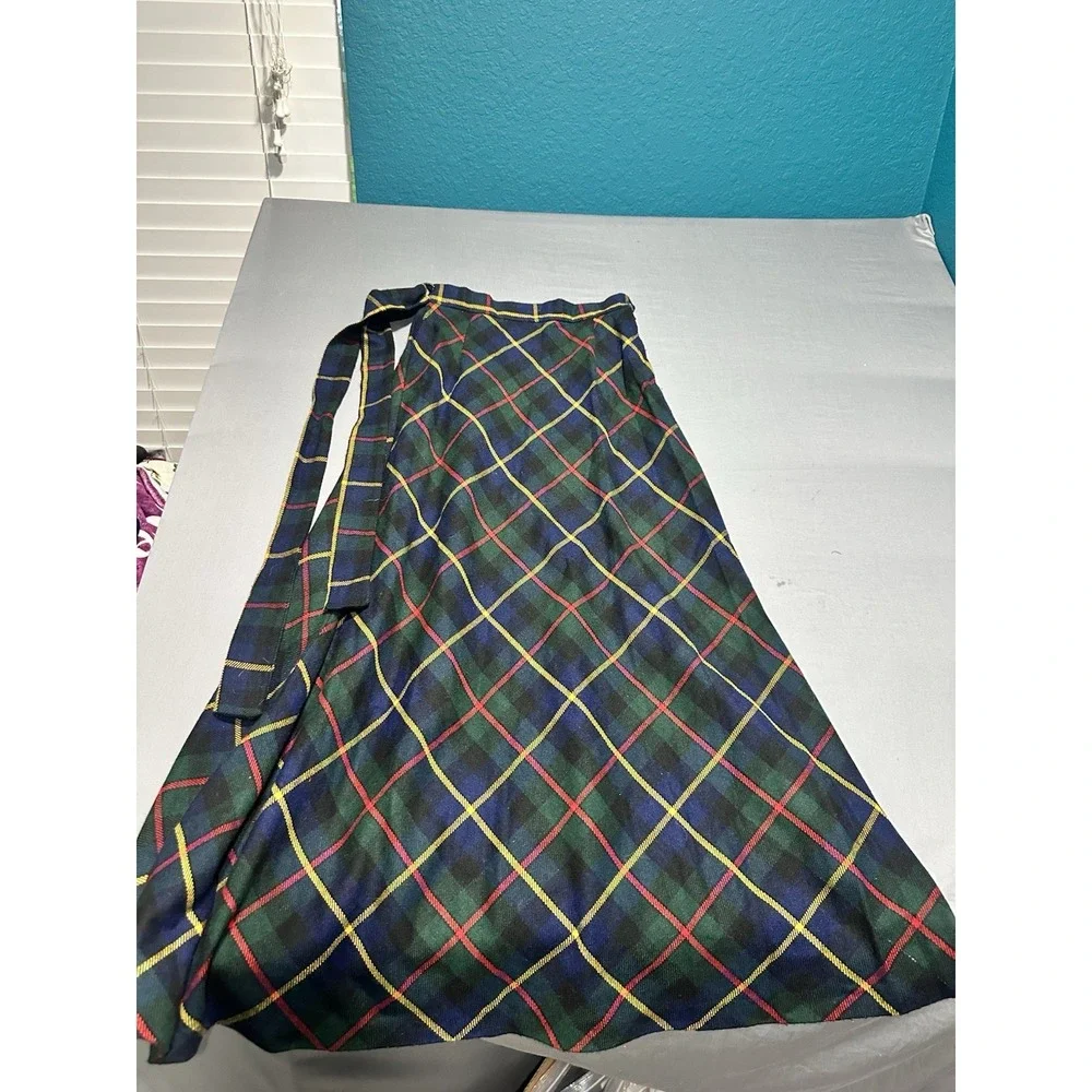 VTG Wool Tartan Plaid Maxi Skirt XS/S